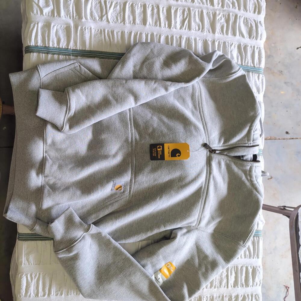 Carhartt Hoodie Mens Small Grey Rain Defender Hooded Sweatshirt Jacket Loose Zip